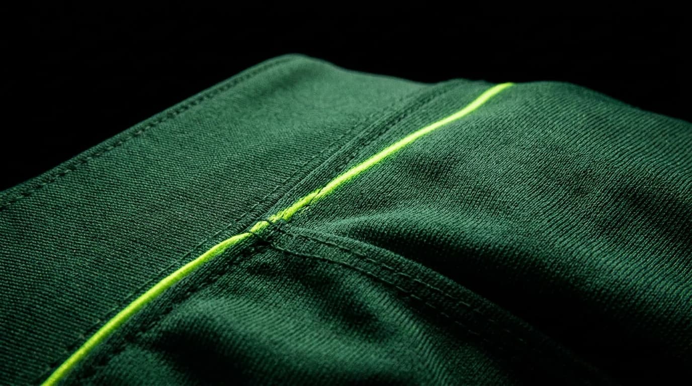 Close-up of green Akritas FC shirt fabric
