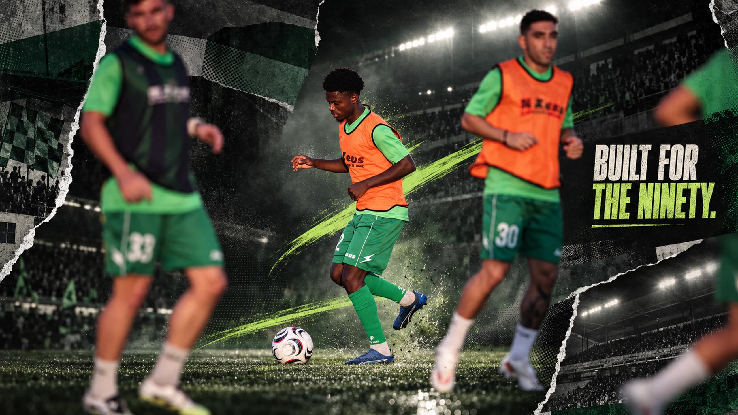 Akritas players preparing under the stadium lights