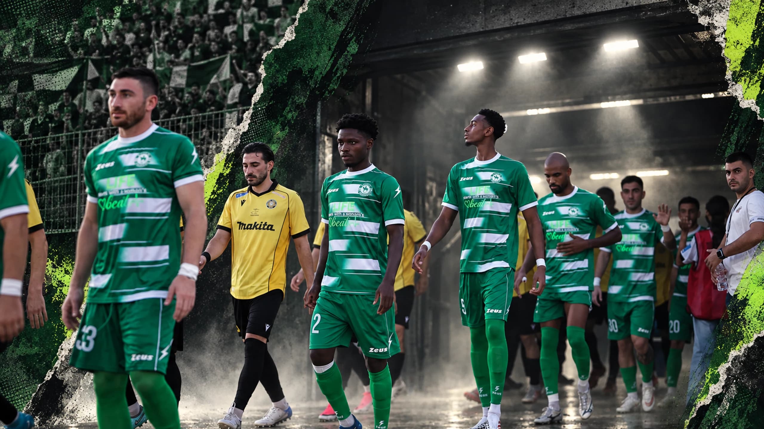 Akritas Chlorakas players emerging for matchday